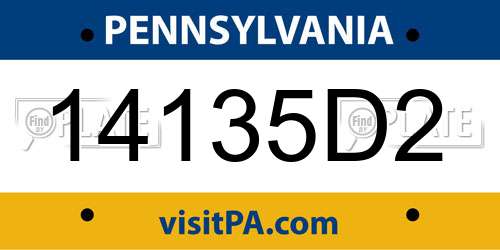 14135D2 Pennsylvania License Plate