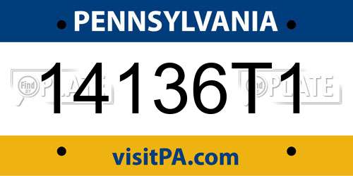 14136T1 Pennsylvania License Plate