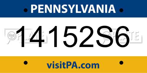 14152S6 Pennsylvania License Plate