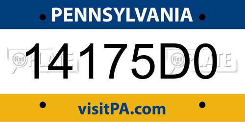 14175D0 Pennsylvania License Plate