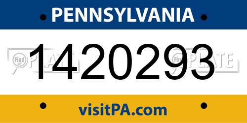 1420293 Pennsylvania License Plate
