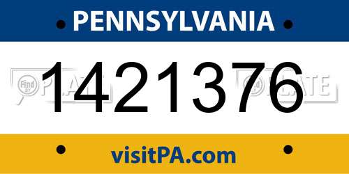 1421376 Pennsylvania License Plate