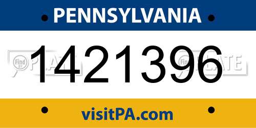 1421396 Pennsylvania License Plate