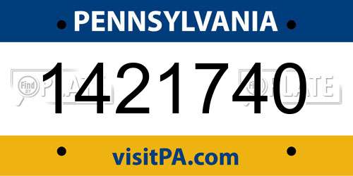 1421740 Pennsylvania License Plate