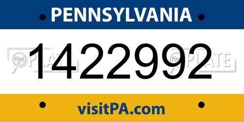 1422992 Pennsylvania License Plate