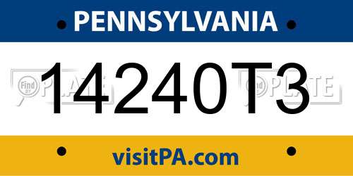 14240T3 Pennsylvania License Plate