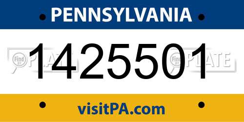 1425501 Pennsylvania License Plate
