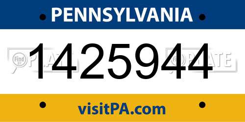 1425944 Pennsylvania License Plate