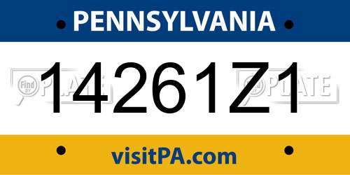 14261Z1 Pennsylvania License Plate
