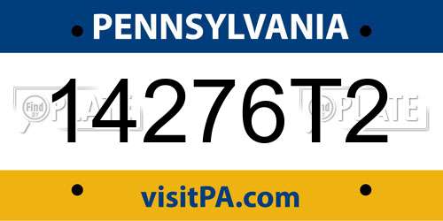 14276T2 Pennsylvania License Plate