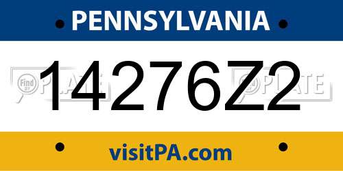 14276Z2 Pennsylvania License Plate