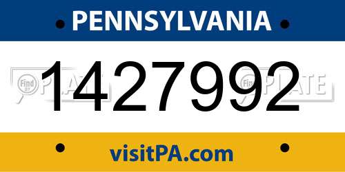1427992 Pennsylvania License Plate