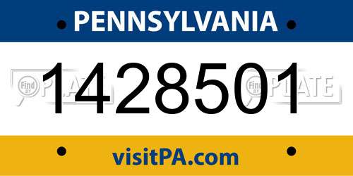 1428501 Pennsylvania License Plate