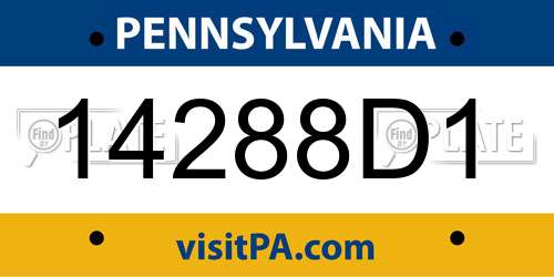 14288D1 Pennsylvania License Plate