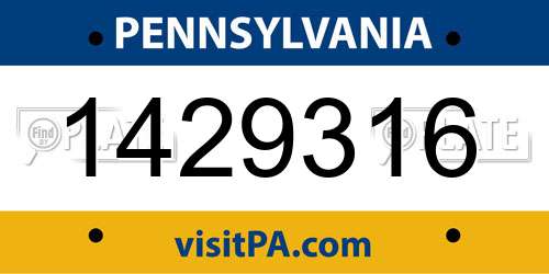 1429316 Pennsylvania License Plate