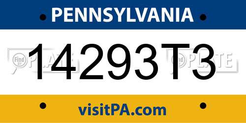 14293T3 Pennsylvania License Plate
