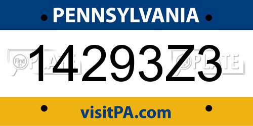 14293Z3 Pennsylvania License Plate