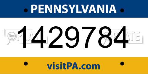 1429784 Pennsylvania License Plate
