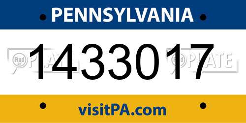 1433017 Pennsylvania License Plate