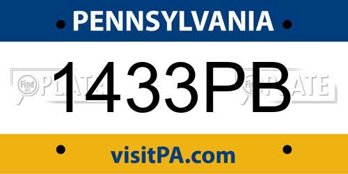 1433PB Pennsylvania License Plate