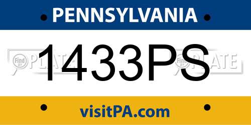 1433PS Pennsylvania License Plate