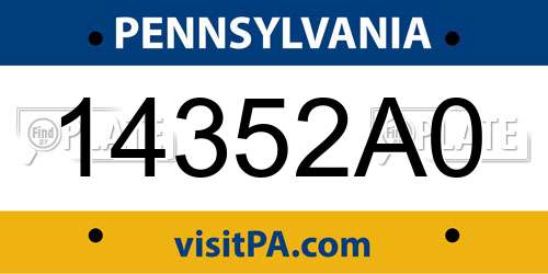 14352A0 Pennsylvania License Plate
