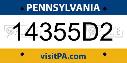 14355D2 Pennsylvania License Plate
