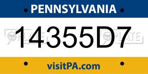 14355D7 Pennsylvania License Plate