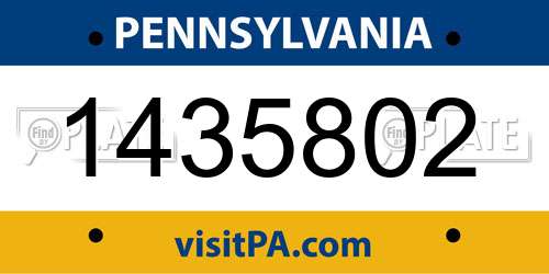 1435802 Pennsylvania License Plate