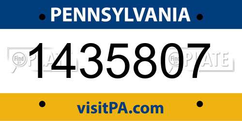 1435807 Pennsylvania License Plate