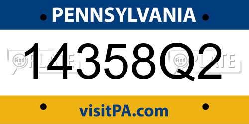 14358Q2 Pennsylvania License Plate