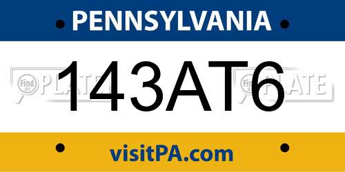 143AT6 Pennsylvania License Plate