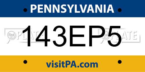 143EP5 Pennsylvania License Plate