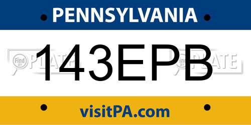 143EPB Pennsylvania License Plate