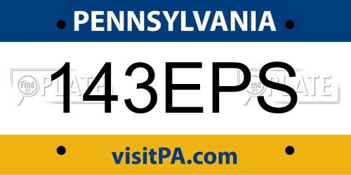 143EPS Pennsylvania License Plate