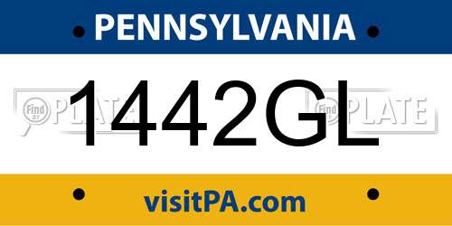 1442GL Pennsylvania License Plate