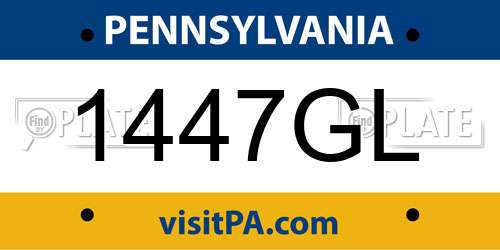 1447GL Pennsylvania License Plate