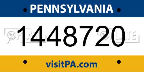 1448720 Pennsylvania License Plate