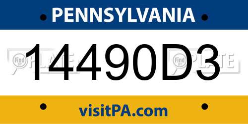 14490D3 Pennsylvania License Plate