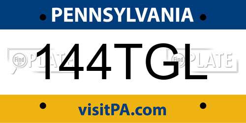 144TGL Pennsylvania License Plate
