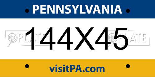 144X45 Pennsylvania License Plate