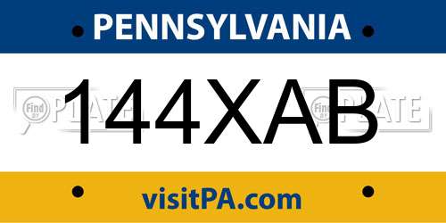 144XAB Pennsylvania License Plate
