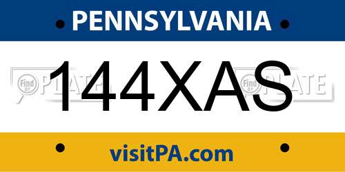 144XAS Pennsylvania License Plate