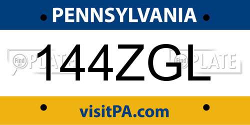 144ZGL Pennsylvania License Plate