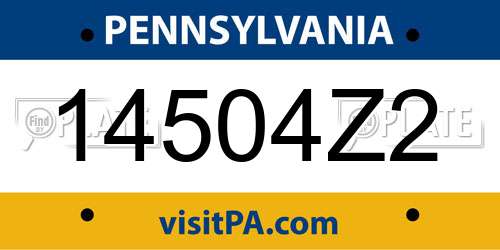 14504Z2 Pennsylvania License Plate