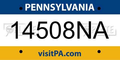14508NA Pennsylvania License Plate