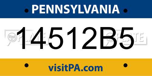 14512B5 Pennsylvania License Plate