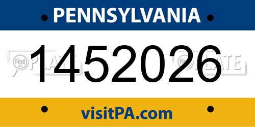 1452026 Pennsylvania License Plate
