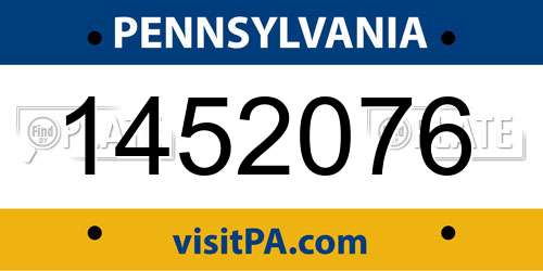 1452076 Pennsylvania License Plate