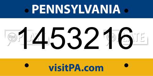 1453216 Pennsylvania License Plate